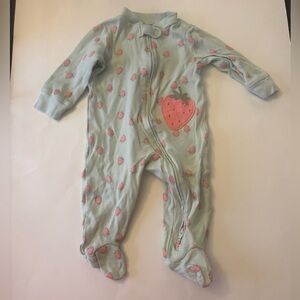 Carter's Mint Footed One-Piece with Pink Strawberry Print